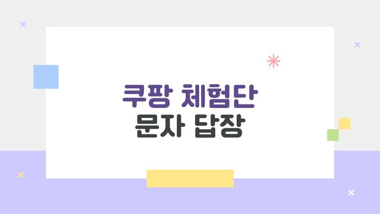 쿠팡 체험단 문자 답장