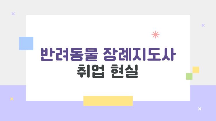 반려동물 장례지도사 취업 현실