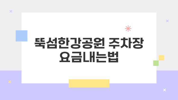뚝섬한강공원 주차장 요금내는법