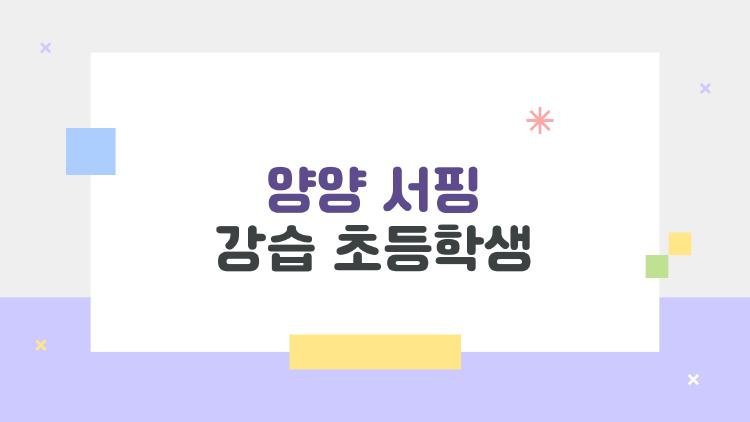 양양 서핑 강습 초등학생